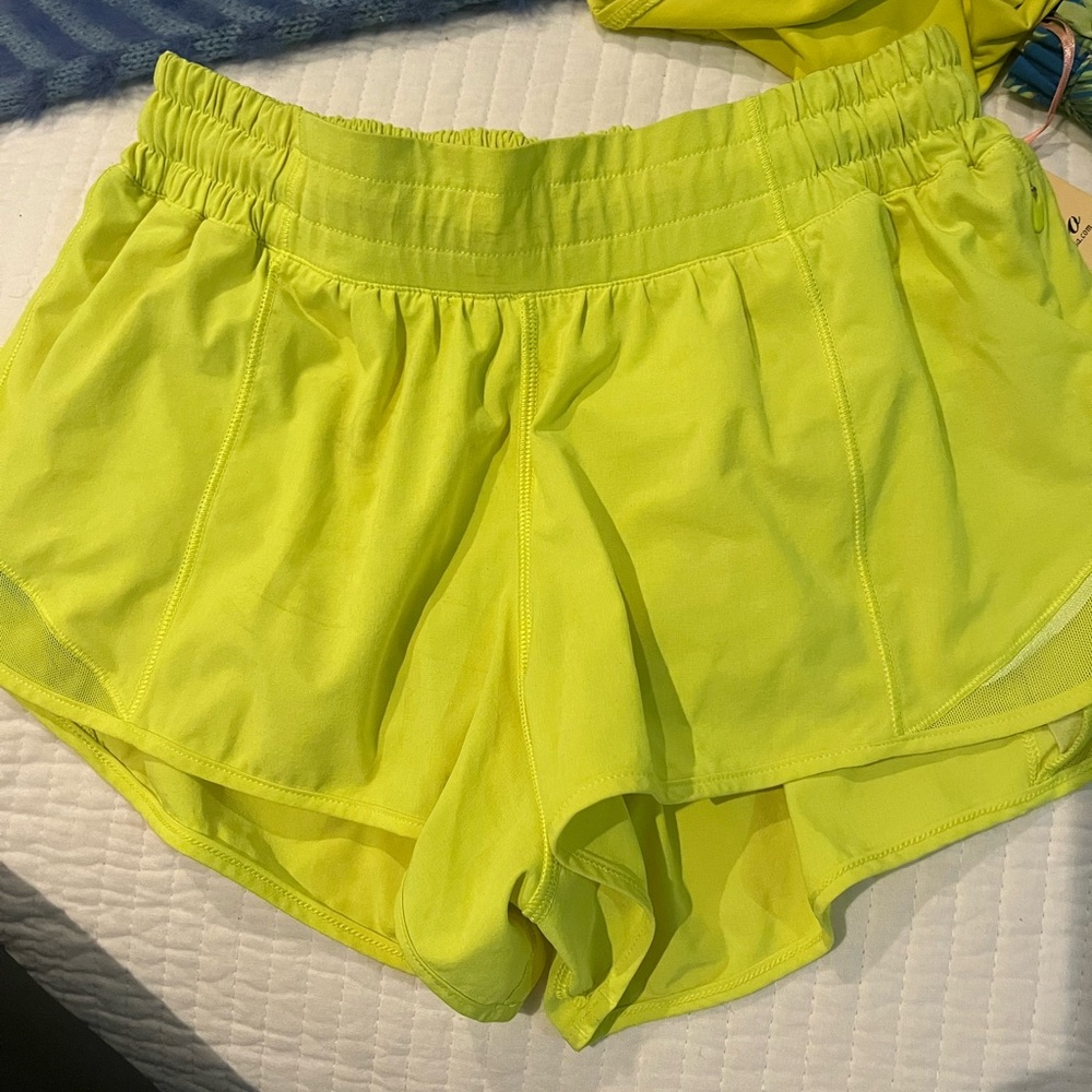Lululemon, yellow highlighter shorts